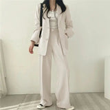 Elegant Tailored Blazer and Wide Leg Pants Suit Set
