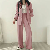 Elegant Tailored Blazer and Wide Leg Pants Suit Set