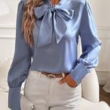 Juliana | Women’s Satin Blouse with Tie Neck
