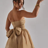 Strapless Glitter Flared Mini Dress