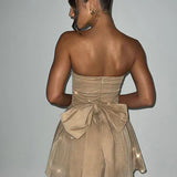 Strapless Glitter Flared Mini Dress