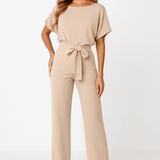 Elegant Belted Wide Leg Jumpsuit