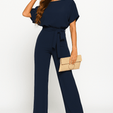 Elegant Belted Wide Leg Jumpsuit