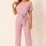 Elegant Belted Wide Leg Jumpsuit