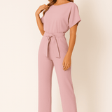 Elegant Belted Wide Leg Jumpsuit