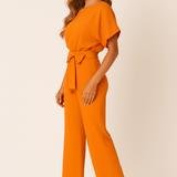 Elegant Belted Wide Leg Jumpsuit