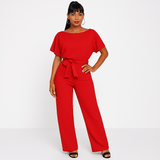 Elegant Belted Wide Leg Jumpsuit
