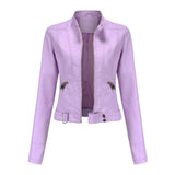 Classic Slim Fit Faux Leather Zip Jacket