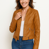 Classic Slim Fit Faux Leather Zip Jacket