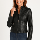 Classic Slim Fit Faux Leather Zip Jacket