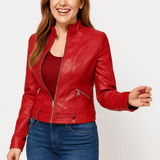 Classic Slim Fit Faux Leather Zip Jacket