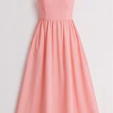 Strappy Midi Dress with Fitted Bodice and Flowing Skirt