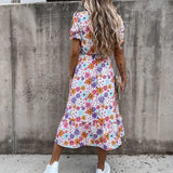 Geblümtes Sommerkleid mit Knopfleiste & Schlitz – Feminin & Bequem