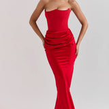 Strapless Satin Bodycon Maxi Dress