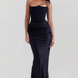 Strapless Satin Bodycon Maxi Dress