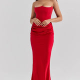 Strapless Satin Bodycon Maxi Dress