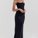 Strapless Satin Bodycon Maxi Dress