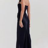 Strapless Satin Bodycon Maxi Dress