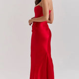Strapless Satin Bodycon Maxi Dress
