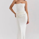 Strapless Satin Bodycon Maxi Dress