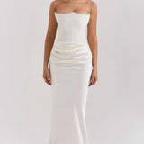 Strapless Satin Bodycon Maxi Dress