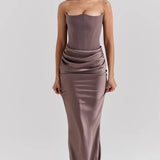 Strapless Satin Bodycon Maxi Dress