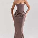Strapless Satin Bodycon Maxi Dress