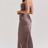 Strapless Satin Bodycon Maxi Dress