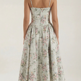 Ulva | Women’s Floral Corset Midi Dress – Sweetheart Neck Summer Dress
