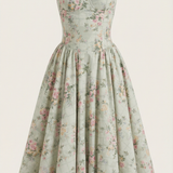 Ulva | Women’s Floral Corset Midi Dress – Sweetheart Neck Summer Dress
