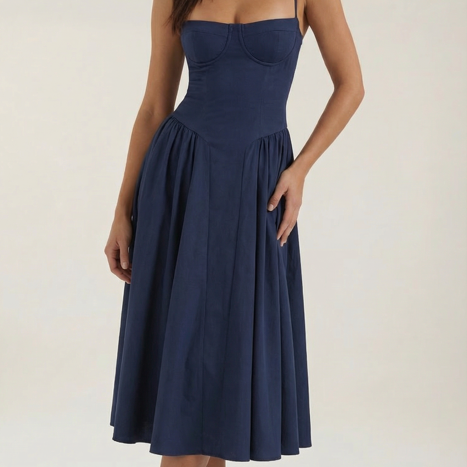Ulva | Women’s Floral Corset Midi Dress – Sweetheart Neck Summer Dress