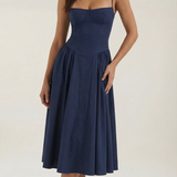 Ulva | Women’s Floral Corset Midi Dress – Sweetheart Neck Summer Dress
