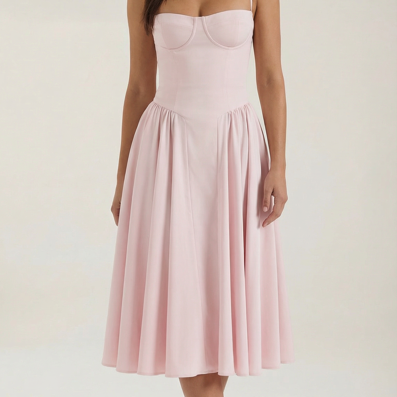 Ulva | Women’s Floral Corset Midi Dress – Sweetheart Neck Summer Dress