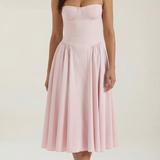 Ulva | Women’s Floral Corset Midi Dress – Sweetheart Neck Summer Dress