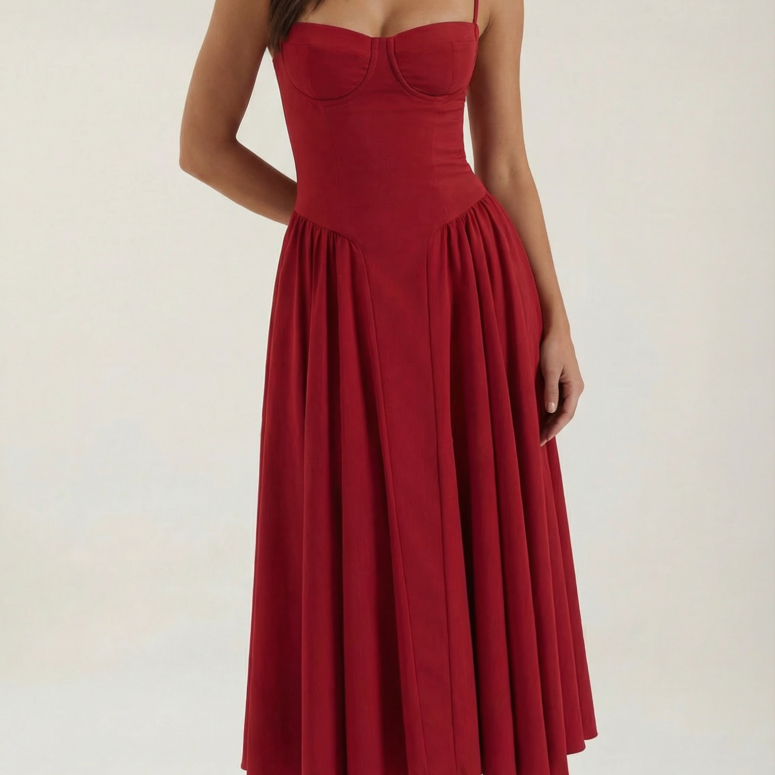 Ulva | Women’s Floral Corset Midi Dress – Sweetheart Neck Summer Dress