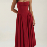 Ulva | Women’s Floral Corset Midi Dress – Sweetheart Neck Summer Dress