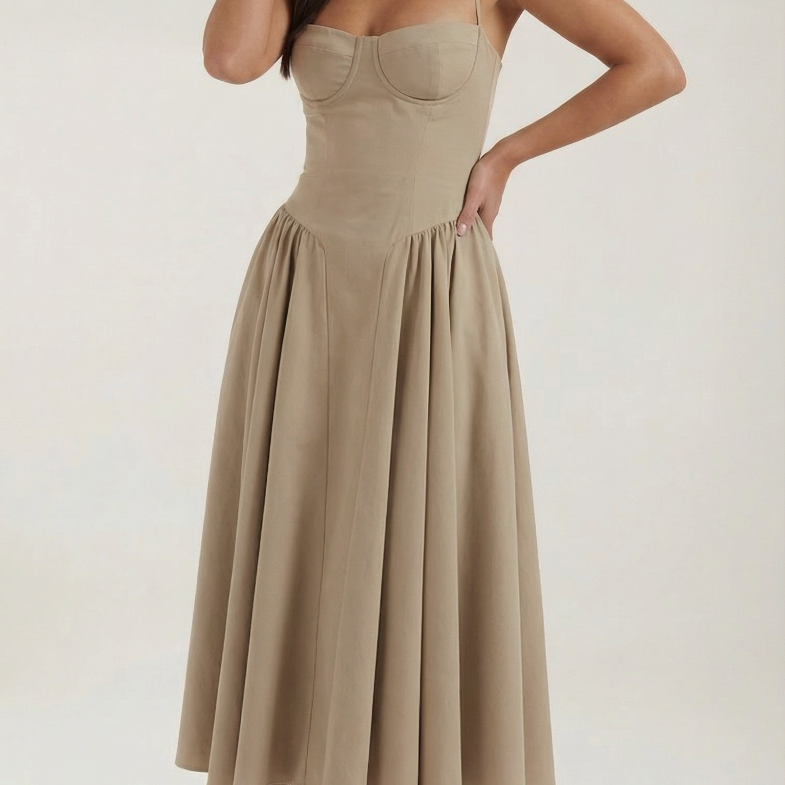 Ulva | Women’s Floral Corset Midi Dress – Sweetheart Neck Summer Dress