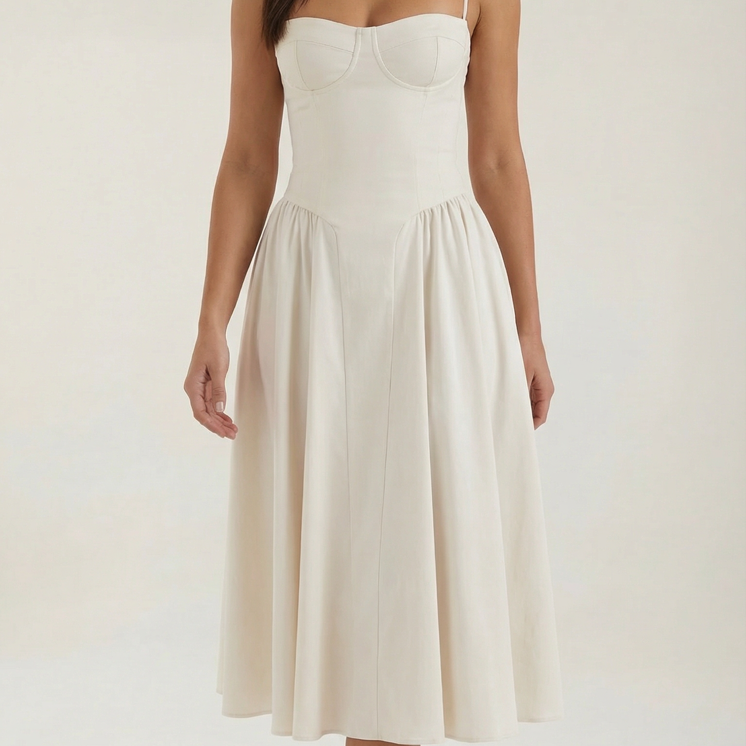Ulva | Women’s Floral Corset Midi Dress – Sweetheart Neck Summer Dress