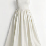Strappy Midi Dress with Fitted Bodice and Flowing Skirt