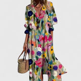Printed Button Front Midi Shirt Dress
