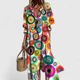 Printed Button Front Midi Shirt Dress