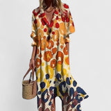 Printed Button Front Midi Shirt Dress