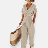 Wrap Front Short Sleeve Jumpsuit