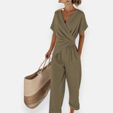 Wrap Front Short Sleeve Jumpsuit