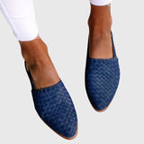 Woven Pointed Toe Mule Flats