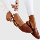 Woven Pointed Toe Mule Flats