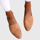 Woven Pointed Toe Mule Flats