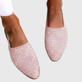 Woven Pointed Toe Mule Flats