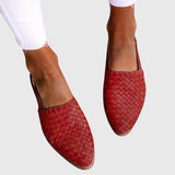 Woven Pointed Toe Mule Flats